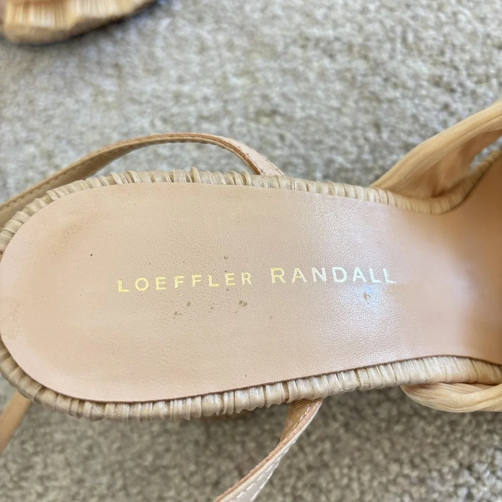 Loeffler Randall Camillia Crinkle Bow Slingback Heels Womens‎ 8.5 Gold Ivory